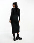 Фото #4 товара ASOS DESIGN v neck long sleeve ribbed midi dress with front split detail in black