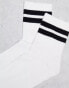 Фото #4 товара ASOS DESIGN 3 pack terry ankle socks in white with stripes