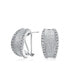 ფოტო #1 პროდუქტის Fashion Matte Hammered Shrimp Half Hoop Earrings For Women Cubic Zirconia Pave Edge CZ Accent Stabilizing Omega Clip