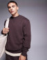 ASOS DESIGN premium heavyweight oversized sweatshirt 400gsm in dark brown