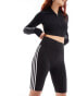 Adidas Originals adicolor three stripe high waisted legging shorts in black Черный, XS - фото #4