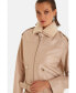 Фото #3 товара Women's Genuine Leather Belted Biker Jacket, Nappa Beige