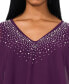 Women's V-Neck Embellished Overlay Top