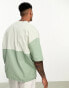 ASOS DESIGN oversized t-shirt in khaki textured colour block