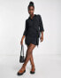 New Look wrap front shirt dress in black