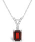 ფოტო #1 პროდუქტის Garnet (1-1/4 ct. t.w.) and Diamond Accent Pendant Necklace in 14K Yellow Gold or 14K White Gold