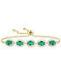 ფოტო #1 პროდუქტის Lab-Grown Emerald (2-1/2 ct. t.w.) & Lab-Grown White Sapphire (3/4 ct. t.w.) Five Stone Halo Bolo Bracelet in 14k Gold-Plated Sterling Silver