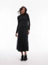 Фото #11 товара Topshop jersey ladder detail long sleeve maxi dress in black