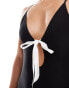 Kaiia contrast bow detail strappy back cami maxi dress in black