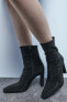 High-heel ankle boots with rhinestones