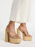 Фото #3 товара Public Desire Blissful raffia strappy platforms in gold