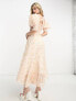 Фото #3 товара Sister Jane puff sleeve shirred midaxi dress in blush floral