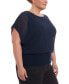 ფოტო #3 პროდუქტის Plus Size Mixed Media Dolman Sleeve Top