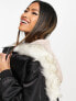 Фото #3 товара River Island bomber jacket with fur hood detail in black