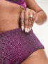 Фото #4 товара ASOS DESIGN Curve mix and match glitter high waist bikini bottom in pink