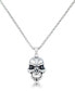 ფოტო #1 პროდუქტის Men's Black Cubic Zirconia Skull 24" Pendant Necklace in Stainless Steel