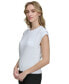 ფოტო #3 პროდუქტის Women's Cotton Extended-Shoulder Sweater