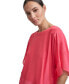 Фото #2 товара Women's Seamed Chiffon-Trim Dolman-Sleeve Top