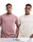 Фото #1 товара ASOS DESIGN 2 pack crew neck t-shirts in stone and pink