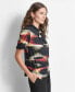 Фото #3 товара Women's Abstract-Print Twist-Neck Keyhole Blouse