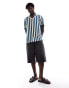 New Look short sleeved tom striped shirt in navy