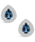 London Topaz (1-3/4 ct. t.w.) and Diamond (5/8 ct. t.w.) Halo Stud Earrings in 14K White Gold