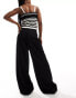 Stradivarius tailored pleated wide leg trouser in black