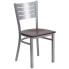 Фото #4 товара Hercules Series Silver Slat Back Metal Restaurant Chair - Mahogany Wood Seat