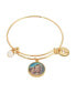 ფოტო #1 პროდუქტის 14K Gold Dipped Cross Mary and Child Charm Bangle Bracelet