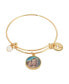 Фото #1 товара 14K Gold Dipped Cross Mary and Child Charm Bangle Bracelet