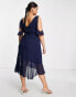 Фото #2 товара Little Mistress Plus Bridesmaid cold shoulder midi dress in navy