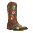 Roper Bailey Floral Embroidered Square Toe Cowboy Womens Brown Casual Boots 09-