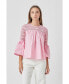 Фото #3 товара Women's Lace with Poplin Bell Sleeve Blouse