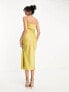 ASOS DESIGN Tall scoop neck satin midi slip dress in gold