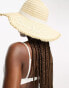 South Beach wide brim hat with bride embroidery in cream