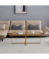 Minimalism Rectangle Coffee Table, Golden Metal Frame With Tempered Glass Tabletop