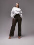 Фото #1 товара Topshop Curve faux leather straight leg trouser in chocolate