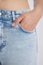 Фото #6 товара Mary Vintage Straght Fit Yüksek Bel Yırtık Detaylı Kesik Uç Paça Uzun Boy Jean Pantolon A7011ax23hs