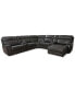 Фото #3 товара Hutchenson 132.5" 7-Pc. Zero Gravity Leather Sectional with 3 Power Recliners, Chaise and 2 Consoles, Created for Macy's