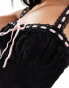 Love Triangle lace mini dress with ribbon detail in black and pink