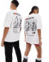 ASOS DESIGN unisex oversized license t-shirt in white with Hokusai artwork prints