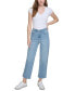 Фото #6 товара Women's Raw-Hem Straight-Leg Denim Jeans