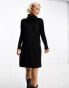 Фото #1 товара ONLY roll neck knitted mini jumper dress in black