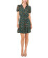 ფოტო #2 პროდუქტის Women's Floral Short-Sleeve Tie-Neck Ruffled Dress