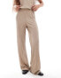 Vero Moda Petite plisse trouser co-ord in stone