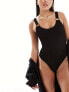 Фото #1 товара 4th & Reckless hugo tortoise shell buckle crinkle swimsuit in black