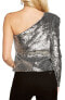 Фото #2 товара BARDOT Sequin One-Shoulder Top Women's Sz. 6 US (Silver) 151056