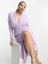 ASOS DESIGN Curve plunge neck batwing midi dress in lilac