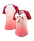 Фото #2 товара Women's White and Crimson Alabama Crimson Tide Shortstop Ombre Raglan Tri-Blend V-Neck T-shirt