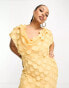 Фото #4 товара ASOS DESIGN Curve exclusive textured cowl neck maxi dress with shoulder detail in pale yellow